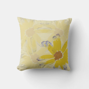 Yellow Abstract Daisy Flower Cushion