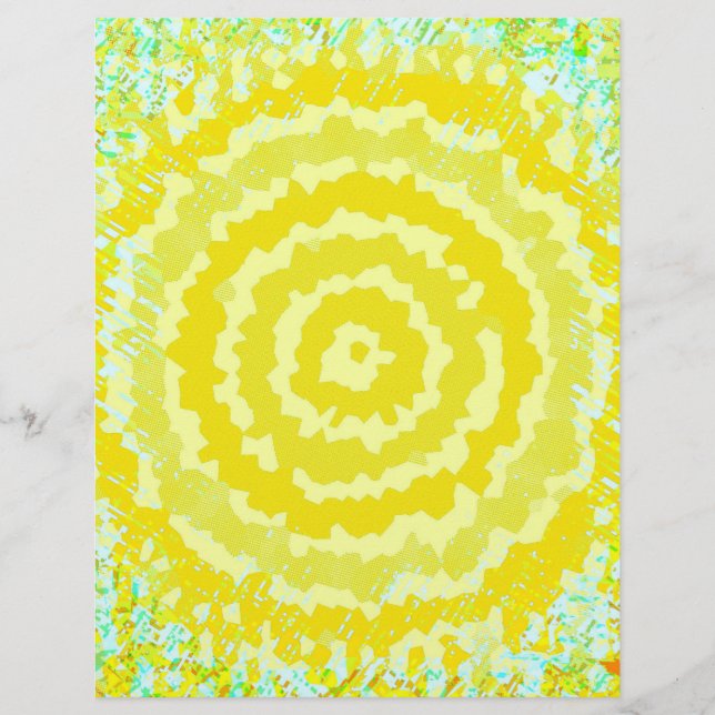Yellow Abstract Flower Bulk Scrapbook Paper Pages (Front)
