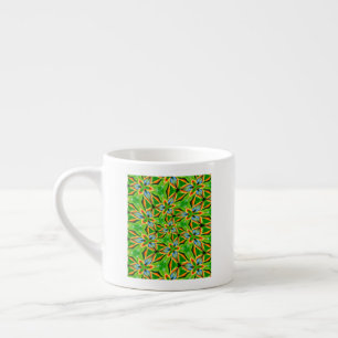 Yellow Abstract Flower Pattern Espresso Cup