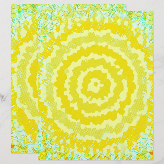 Yellow Abstract Flower Scrapbook Paper 2-Sided Pag (Front/Back)