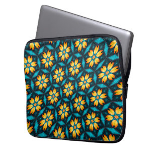 Yellow Abstract Flowers Laptop Sleeve