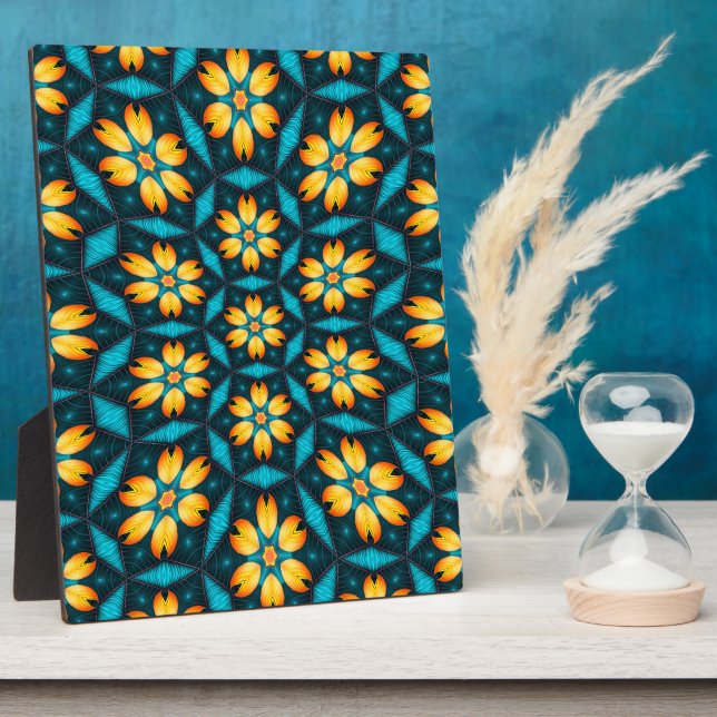 Yellow Abstract Flowers Plaque (Side)