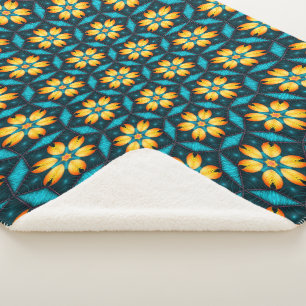 Yellow Abstract Flowers Sherpa Blanket