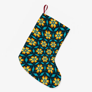 Yellow Abstract Flowers Small Christmas Stocking