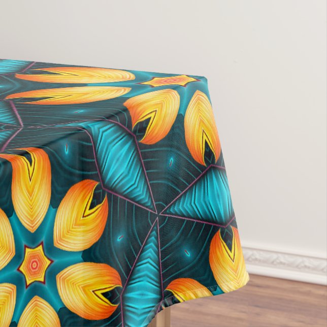 Yellow Abstract Flowers Tablecloth (In Situ)