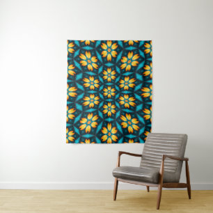 Yellow Abstract Flowers Tapestry