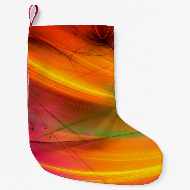 yellow abstract fractal background 3d rendering3d, small christmas stocking (Front)