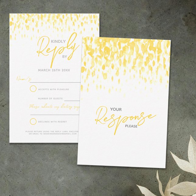 Yellow abstract modern art wedding reply RSVP (Creator Uploaded)