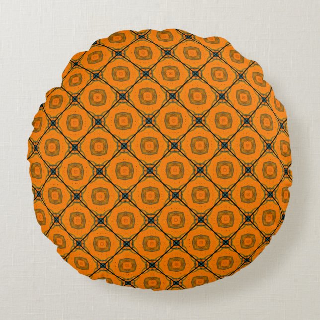 Yellow abstract Pattern background Design. abstrac Round Cushion (Front)