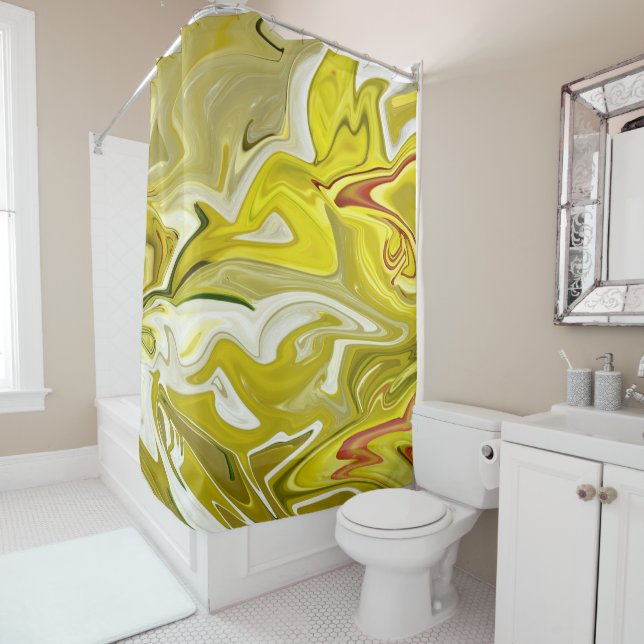 Yellow abstract pattern         shower curtain (In Situ)
