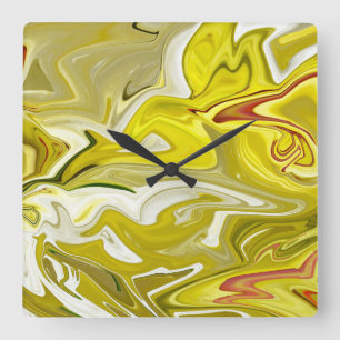 Yellow abstract pattern  square wall clock