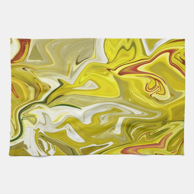 Yellow abstract pattern      tea towel (Horizontal)