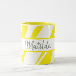 Yellow Abstract Personalised  Two-Tone Coffee Mug