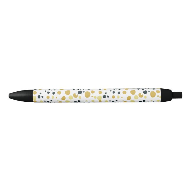 Yellow Abstract Polka Dots Black Ink Pen (Front)