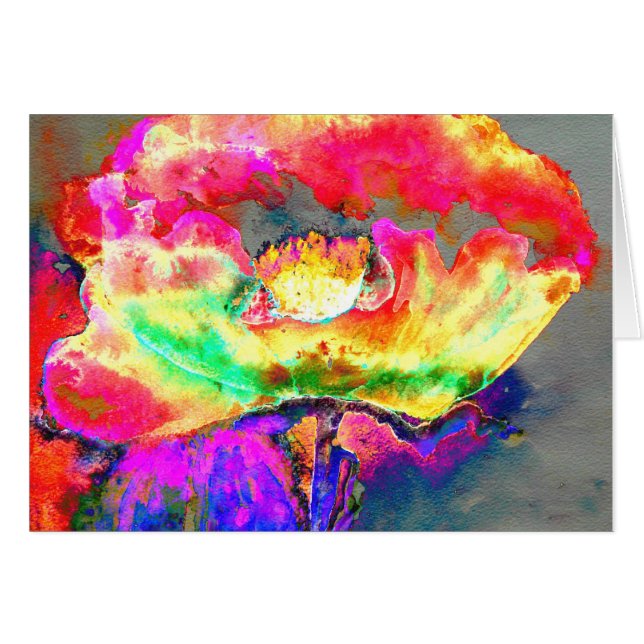 Yellow abstract poppy watercolor painting (Front Horizontal)