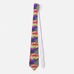 Yellow abstract poppy watercolor painting tie