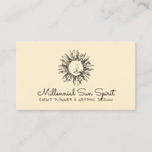 Yellow Abstract Spiritual Celestial Sun Tarot Business Card