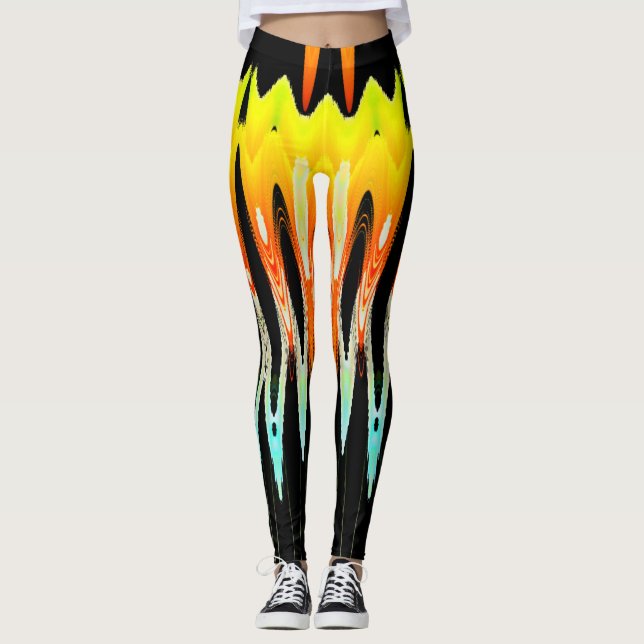 yellow abstract tulip design by Tron2021. Leggings (Front)