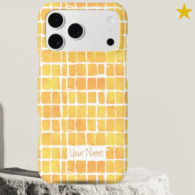 Yellow Abstract Watercolor Chequered Custom Name (Creator Uploaded)