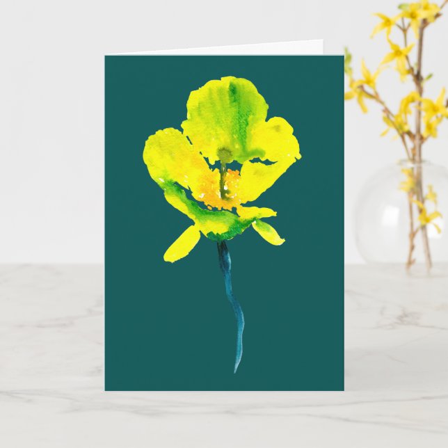 Yellow abstract watercolor loose floral card (Yellow Flower)