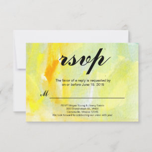 yellow abstract watercolor rsvp card