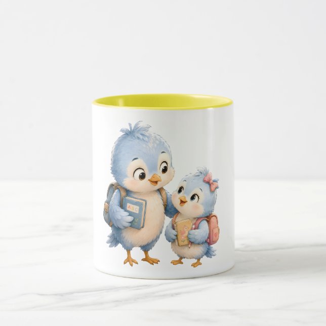 Yellow Accent Mug Bird Siblings (Center)