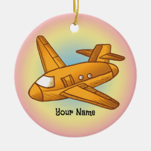 Yellow Aeroplane Ceramic Ornament