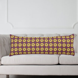 Yellow African Daisy Floral Pattern on Purple Body Cushion