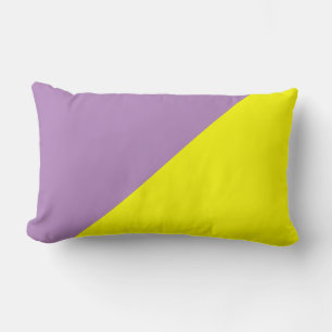 Yellow & African violet Solid Colour Background Lumbar Cushion
