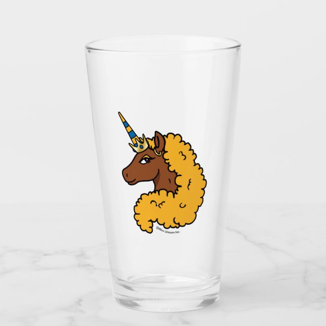 Yellow Afro Unicorn Glass (Front)