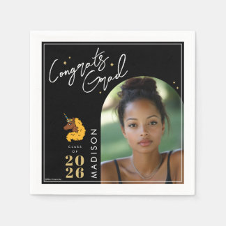 Yellow Afro Unicorn Graduation Napkin