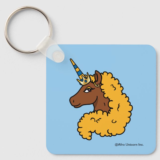 Yellow Afro Unicorn Key Ring (Front)