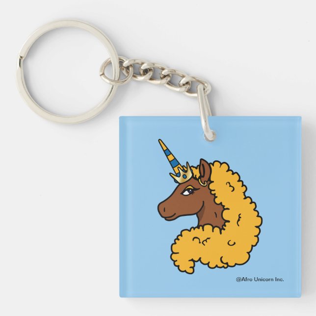 Yellow Afro Unicorn Key Ring (Front)