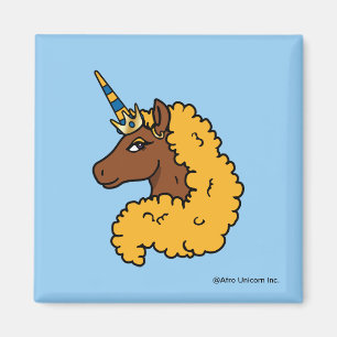 Yellow Afro Unicorn Magnet