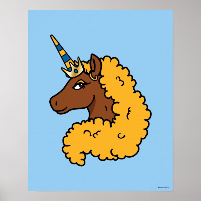 Yellow Afro Unicorn Poster (Front)
