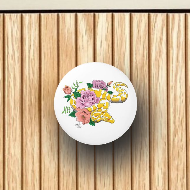 Yellow Albino Ball Python Ceramic Knob (Creator Uploaded)