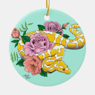 Yellow Albino Ball Python Ceramic Ornament