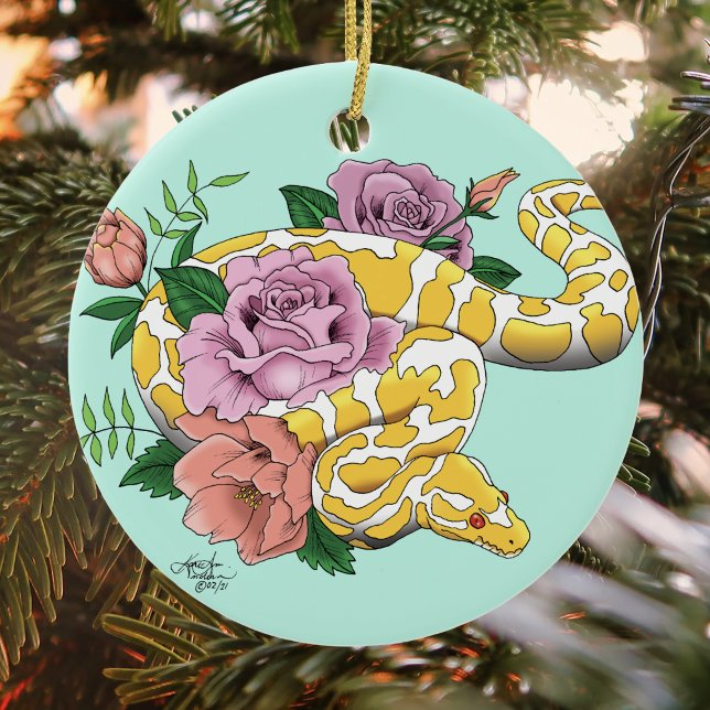 Yellow Albino Ball Python Ceramic Ornament (Creator Uploaded)