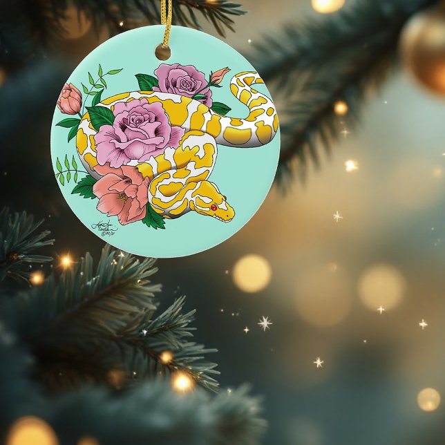 Yellow Albino Ball Python Ceramic Ornament (Creator Uploaded)