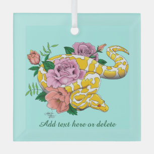 Yellow Albino Ball Python Glass Tree Decoration