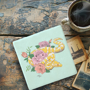 Yellow Albino Ball Python Stone Coaster