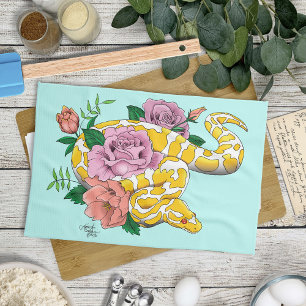 Yellow Albino Ball Python Tea Towel