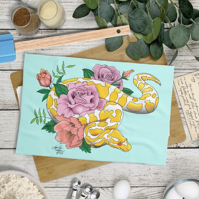Yellow Albino Ball Python Tea Towel (Creator Uploaded)