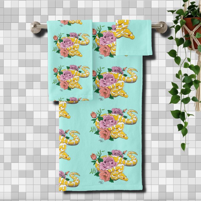 Yellow Albino Ball Snake Bath Towel Set (Creator Uploaded)
