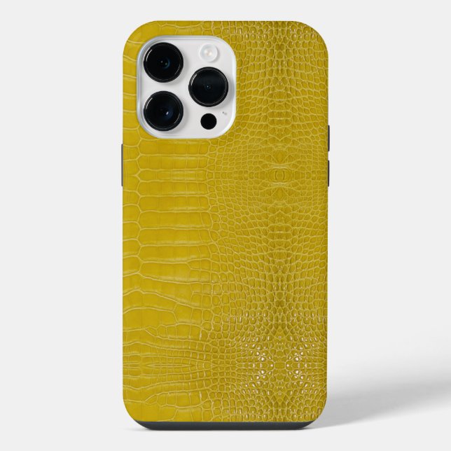 Yellow Alligator Texture Print iPhone Case (Back)