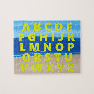 Yellow Alphabet Chart Sand Beach Ocean Sky Puzzles