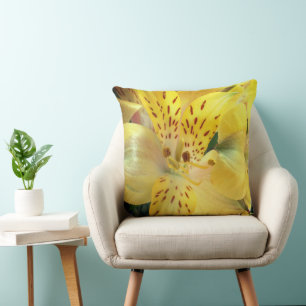 Yellow Alstroemeria Throw Pillow