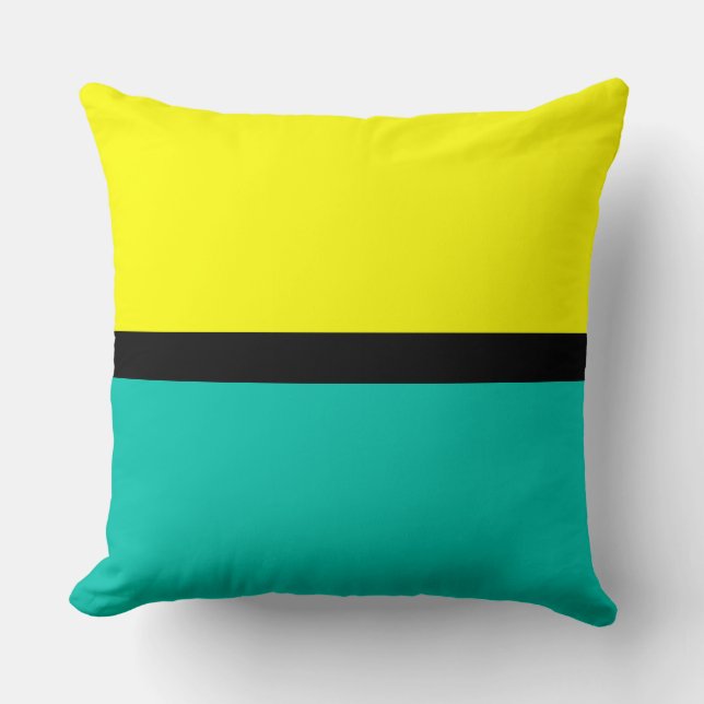 Yellow & Amazonite Solid Colour Background Cushion (Front)