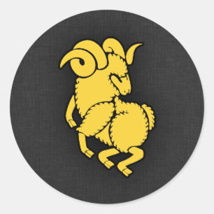 Yellow Amber Aries Classic Round Sticker