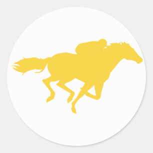 Yellow Amber Horse Racing Classic Round Sticker